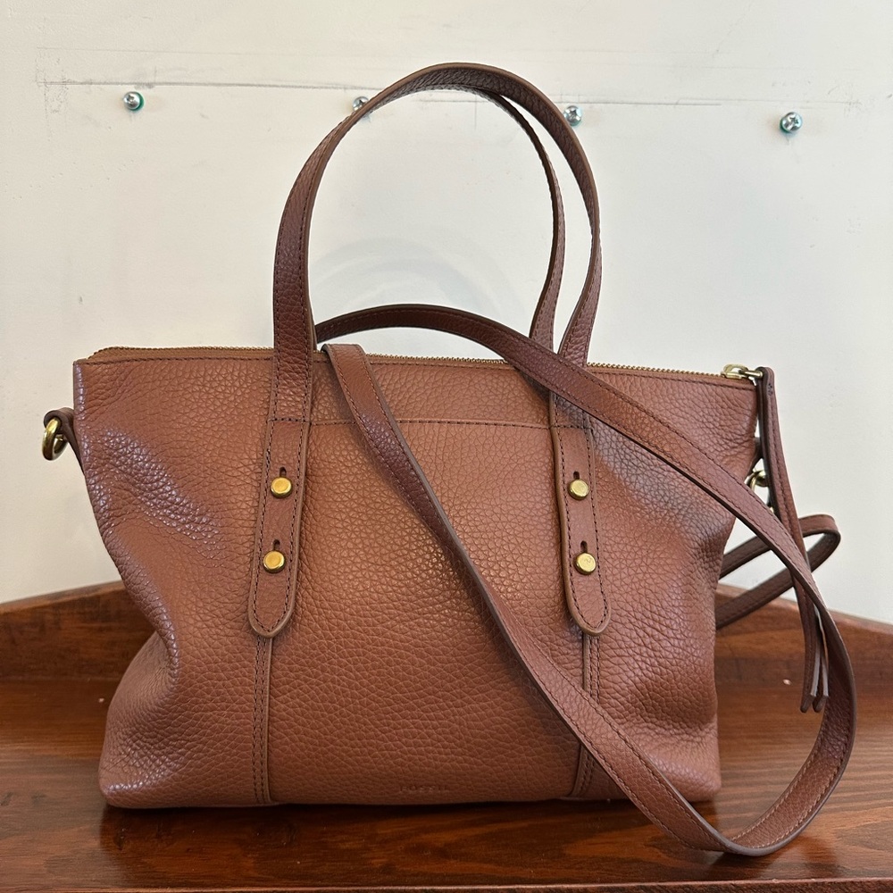 Fossil Jenna Leather Tote Satchel Handbag EUC